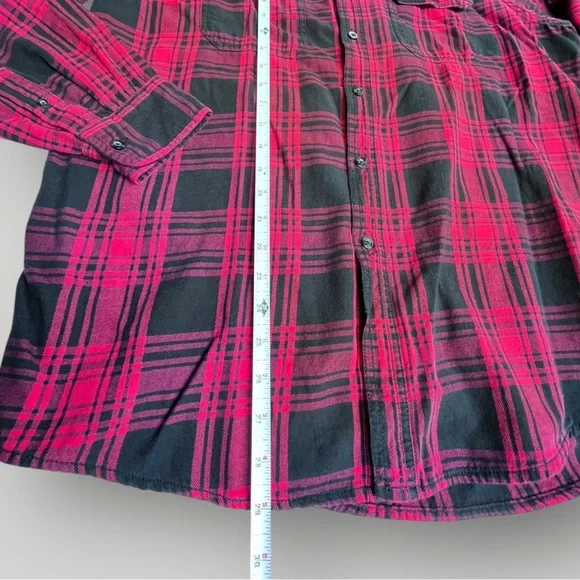 Faded Glory Flannel Red/Black Plaid Button Down Shirt - Picture 8 of 11
